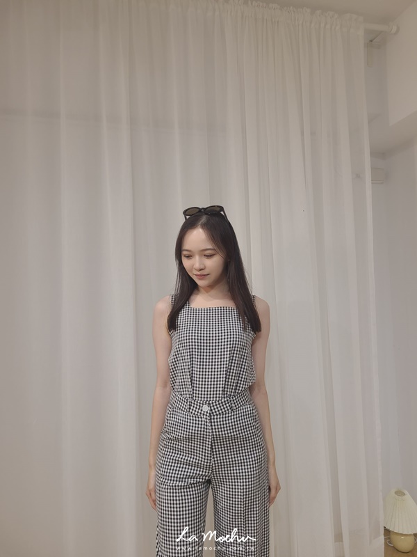 泡泡布細格紋套裝